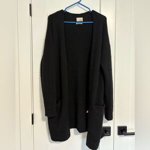 Aritzia Wilfrid Free Cozy Black‎ Open Front Long Cardigan Sweater Size Large